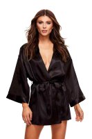 All Satin Robe Black One Size - Queen Size